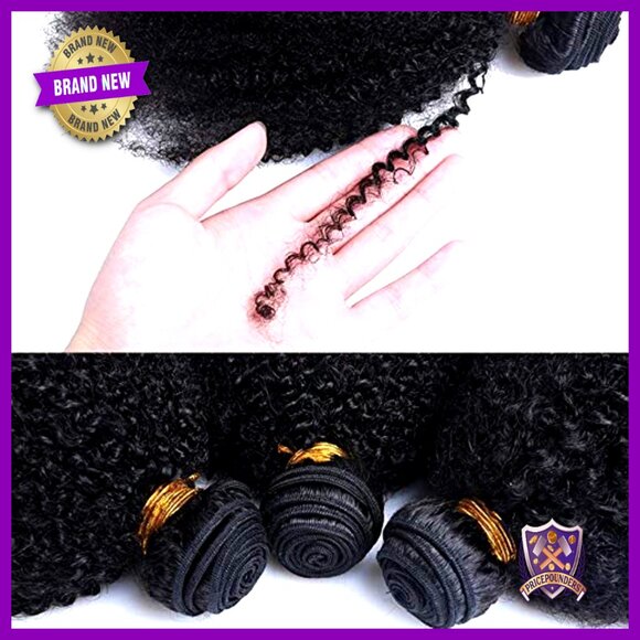 Mongolian Afro Kinky Curly Human Hair Bundles 10 12 14 Inch 4B 4C main image 4